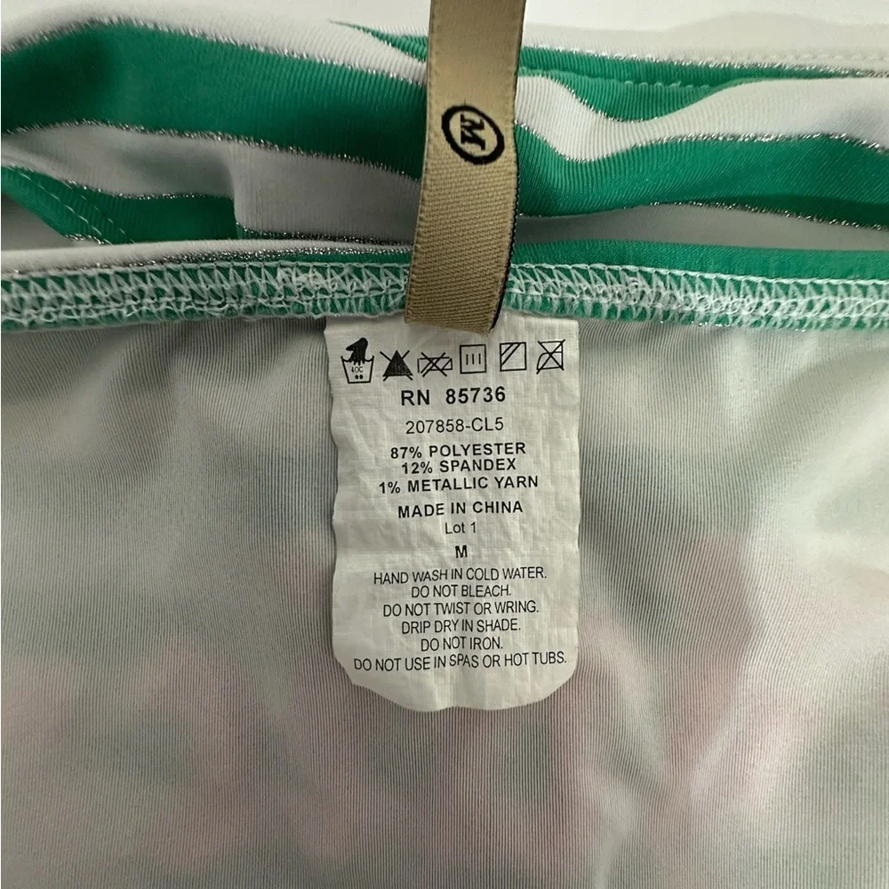 Juicy Couture Green White Stripe Y2K Halter Style Bikini Set - Size Medium